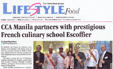 CCA Manila parteneri CCA Manila cu prestigiosul francez școală culinară Escoffier